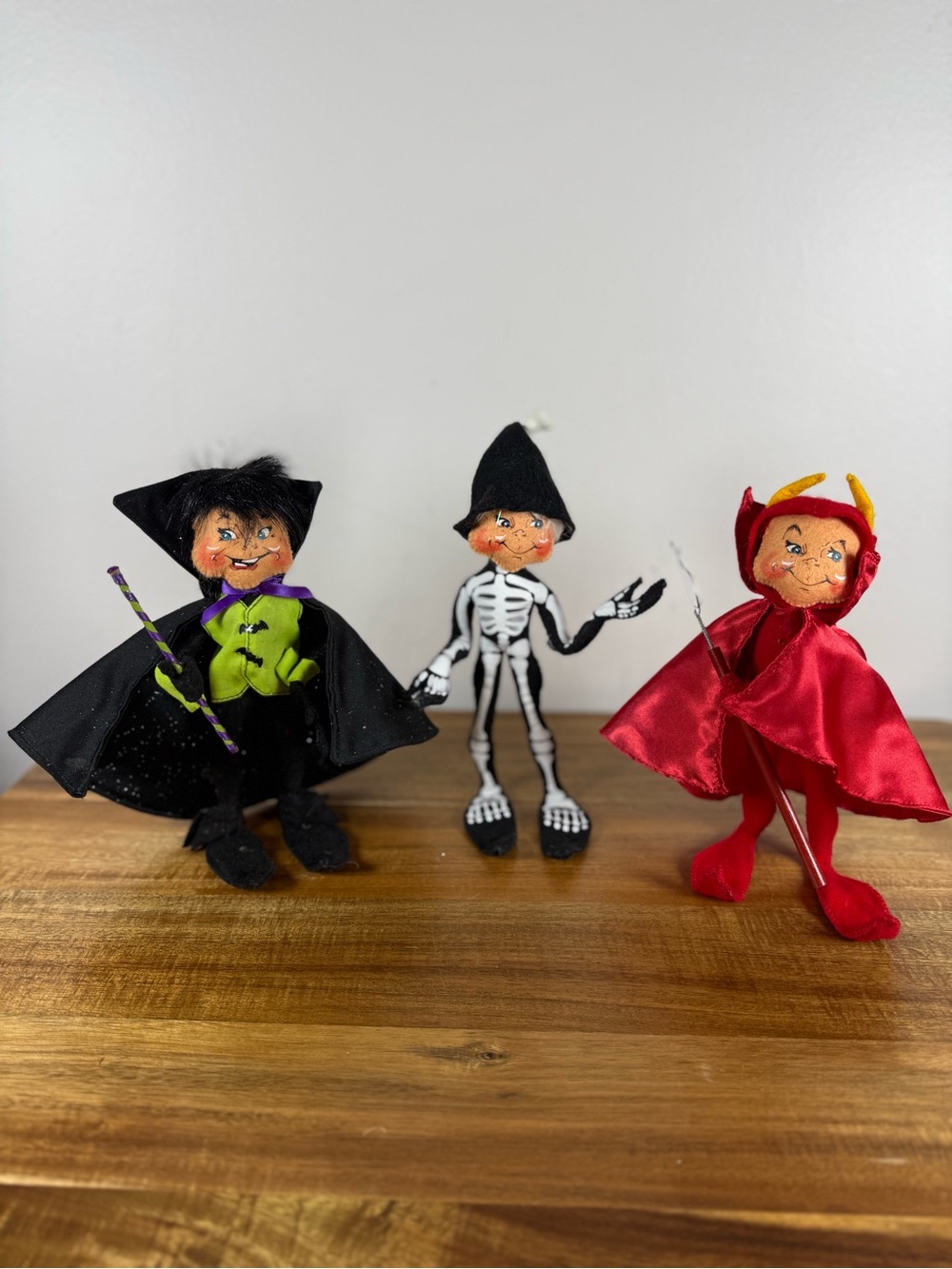Annalee 2008 Devil Elf, 2009 Skeleton and 2009 Dracula Vampire